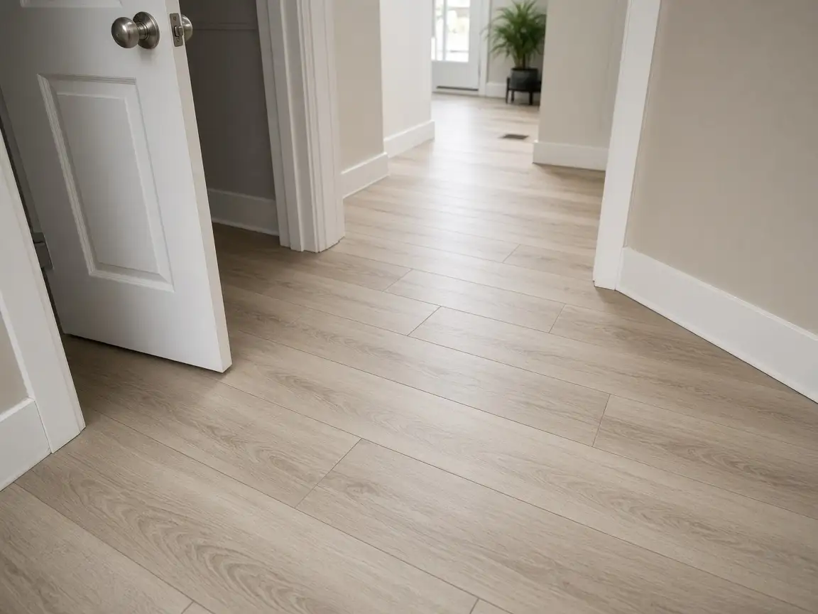 Light wood-look vinyl plank floor in a hallway